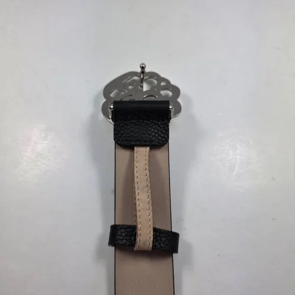 Alexander McQueen Black Leather Belt w/ AM Monogram Buckle — Size 90/36 (Italy) - Picture 7 of 8